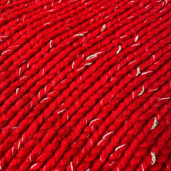 American Eagle Sweater Red Metallic Crew Neck Winter Vintage Boyfriend Womens L - Picture 7 of 13